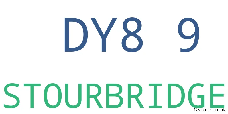A word cloud for the DY8 9 postcode